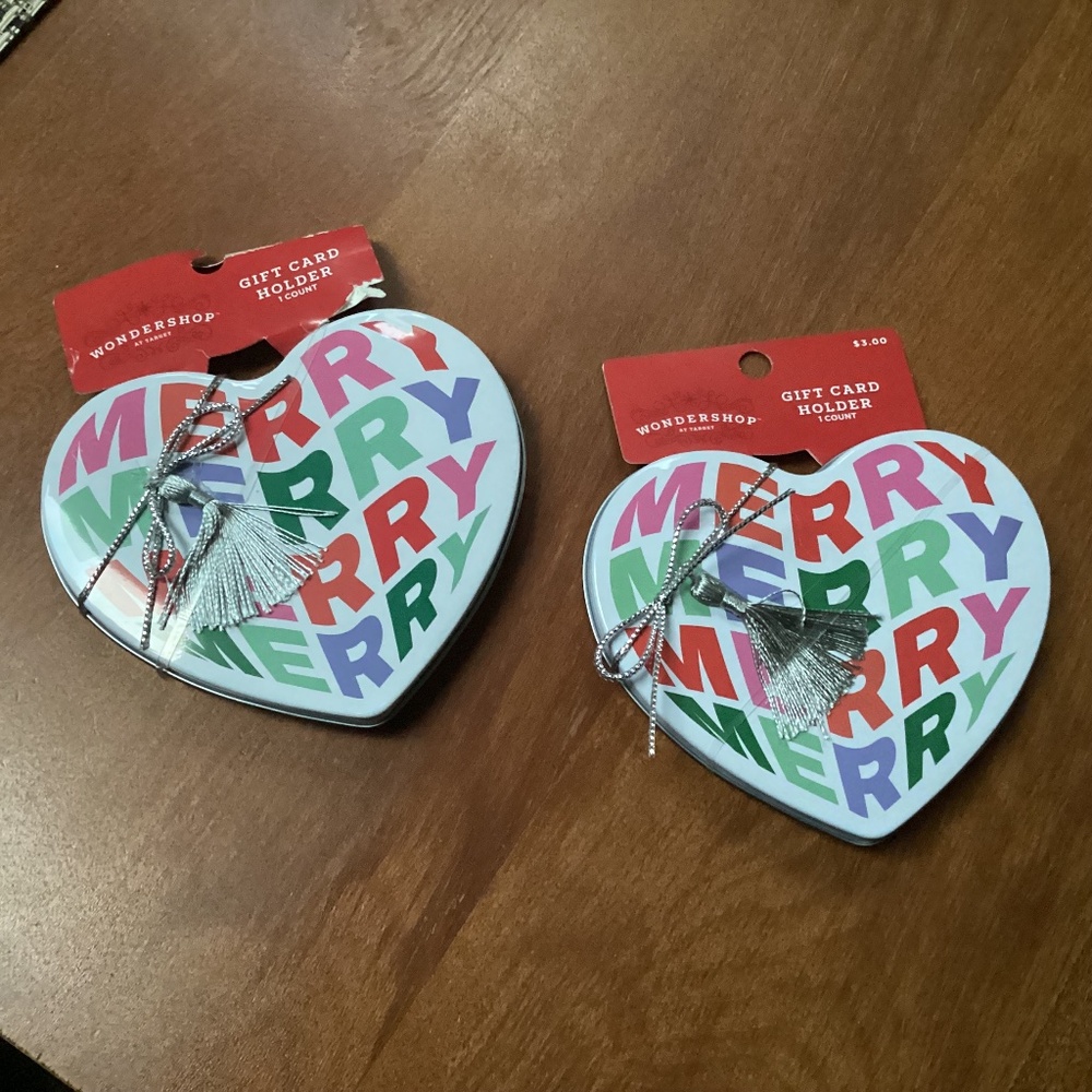 Wondershop Merry Merry Merry Heart Shaped Gift Card Holder Bundle of 4 New